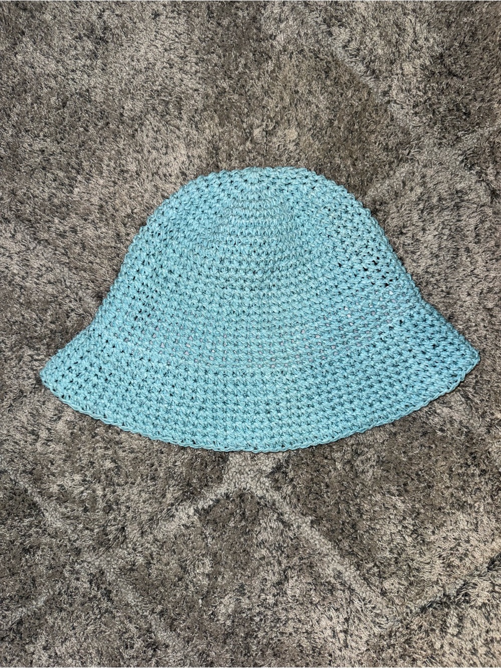 Hand-Crocheted Light Blue Bucket Hat